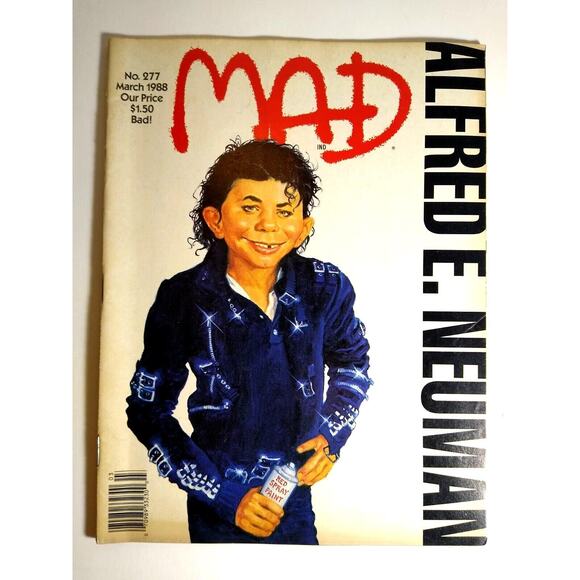 MAD Magazine March 1988 Michael Jackson Robocop Movie Bad Song Parody No 277 - Picture 1 of 8